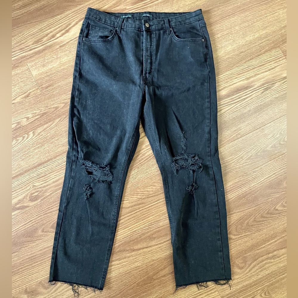 Wild Fable Super High Rise Slim Straight Jeans in Washed Black